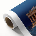 Art Deco poster of Athens scenery in pastel shades on rolled canvas, ideal for nursery wall art.