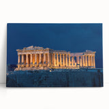 Black and white photograph of Athens on stretched canvas, ideal for kitchen wall art.