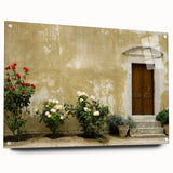 Acrylic print of a Crete, Greece landscape in muted earth tones, ideal for dining room decor.