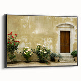 Black and white framed canvas depicting a vintage-style landscape of Crete, Greece, ideal for bedroom wall art.