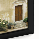 Extra large framed canvas featuring a textured depiction of Crete, Greece, in vibrant colors on a black background.
