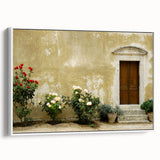 Vintage poster art of a scenic Crete landscape on extra large framed canvas, featuring vibrant blue and white tones.