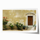 Scenic Crete landscape with vibrant blue and white tones on a rolled canvas, ideal for art wall dining room.