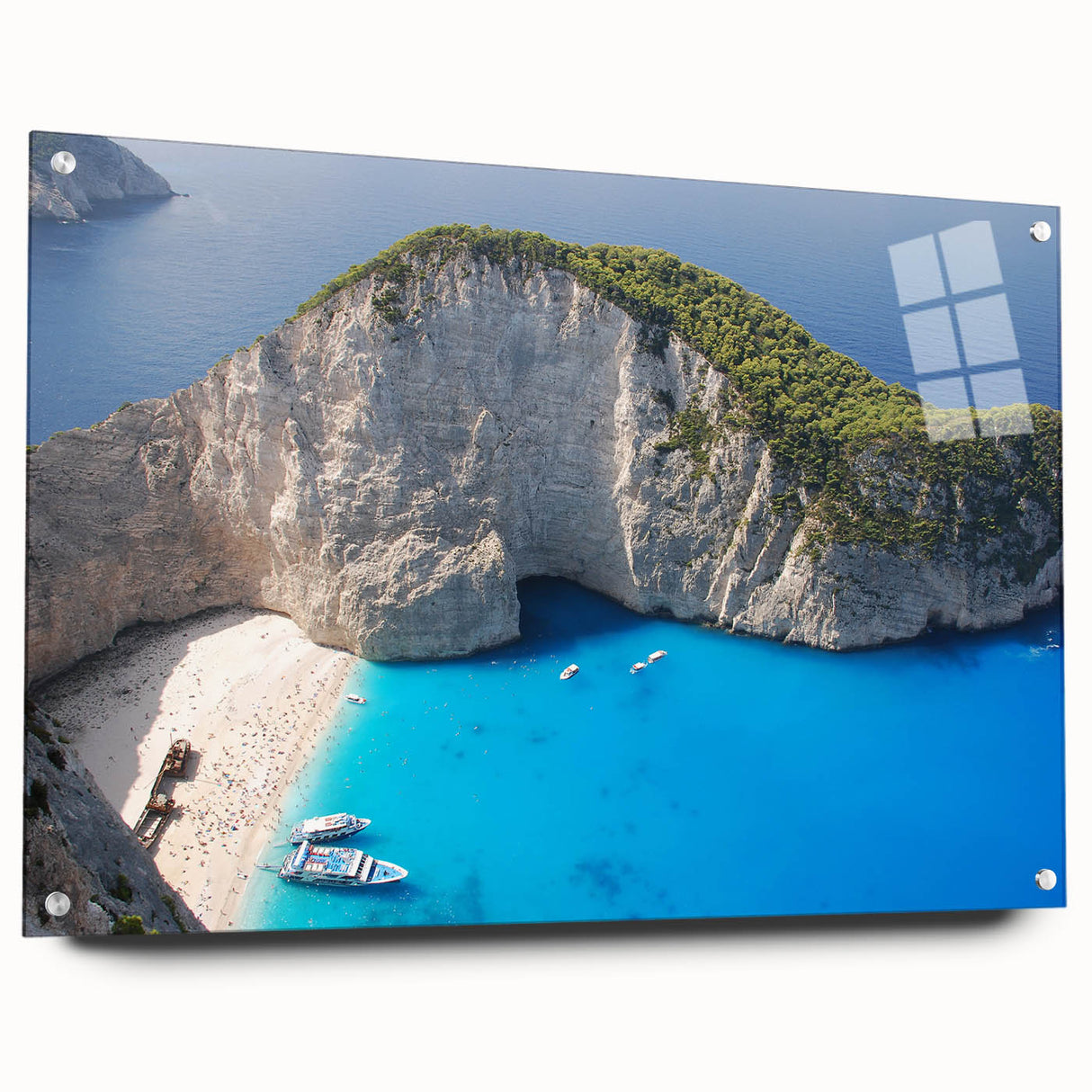 Acrylic print of a European Greek landscape in muted earth tones, suitable for bedroom or dining room decor.