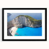 Extra large abstract art print of a colorful European scenery, textured on a black framed canvas.
