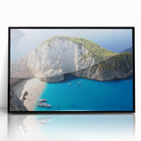 Large abstract wall art depicting a minimalist European scenery in Greece.