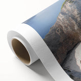 Art Deco poster of a scenic European village in Greece, featuring pastel shades on rolled canvas, ideal for nursery wall art.