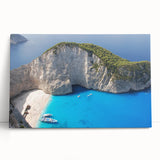Black and white photograph of a serene Greek landscape on stretched canvas, ideal for kitchen wall art.