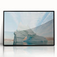 Large abstract wall art featuring a minimalist Greenland scenery in muted green tones on a framed acrylic print.
