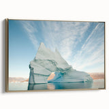 Framed canvas depicting a vintage-style Greenland landscape in muted green and gold tones, suitable for bedroom decor.