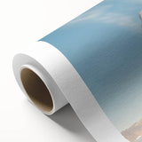 Art deco poster of a serene Greenland landscape, featuring muted green and blue tones on rolled canvas.