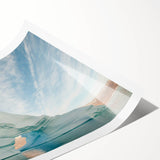 Extra large rolled print featuring line art flowers in subtle green tones, ideal for large living room wall decor.