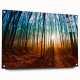 Acrylic glass print of a European scenery, featuring muted earth tones, ideal for dining room decor.
