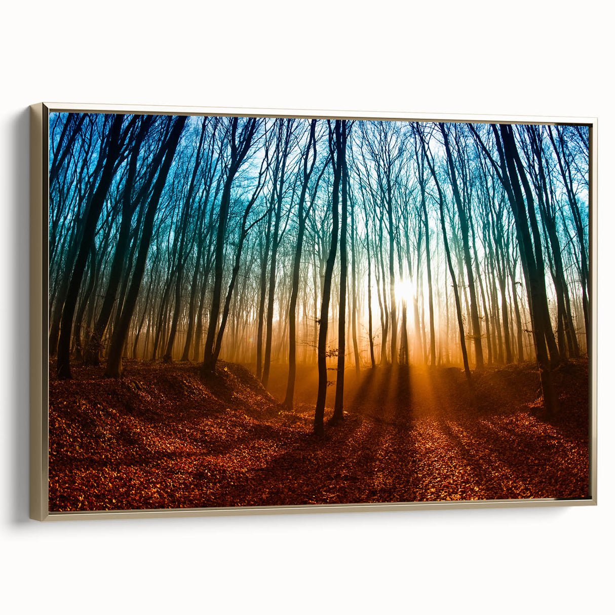 Framed canvas depicting a vintage-style Hungarian landscape in muted gold and black, ideal for bedroom decor.