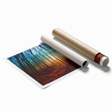 Rolled print of a scenic European landscape with vibrant green and floral elements, ideal for classy bathroom wall art.