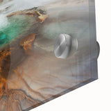 Large abstract wall art of Icelandic scenery in muted gray tones on acrylic glass, suitable for dining room ambiance.