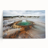 Black and white photograph of an Icelandic landscape on a large stretched canvas, ideal for kitchen wall art.