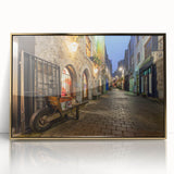 Art deco poster of an Irish landscape in muted green and gold tones, acrylic framed, suitable for modern art wall decor.