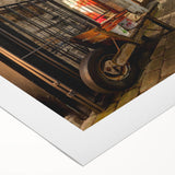 Art deco poster of a serene Irish landscape on rolled canvas, featuring muted green and blue tones.