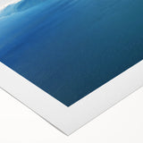 Art deco poster of Amalfi Coast with vibrant blue and terracotta tones on rolled canvas, suitable for dining room decor.