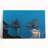Black and white stretched canvas of Capri scenery, ideal for kitchen wall art.