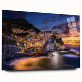 Acrylic print of Cinque Terre scenery in muted seaside colors, ideal for bedroom or dining room art.