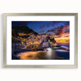 Extra large framed wall art depicting the Cinque Terre coastline with textured details in vibrant colors.
