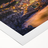 Art deco poster of Cinque Terre with vibrant coastal colors on rolled canvas, ideal for dining room wall art.