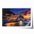 Rolled print of Cinque Terre scenery, featuring vibrant coastal colors, ideal for dining room wall art.