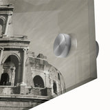 Acrylic print of the Colosseum in muted earth tones, ideal for dining room art in a mid-century modernist style.