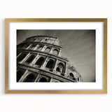 Abstract art print of the Colosseum in muted earth tones on a framed canvas, suitable for dining room decor.