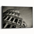Black and white framed canvas of the Colosseum in Rome, ideal for bedroom wall decor.