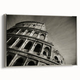 Framed canvas of a vintage-style landscape art painting featuring the Colosseum in muted earth tones.