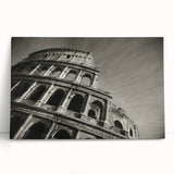 Black and white stretched canvas of the Colosseum in Rome, ideal for kitchen wall art.