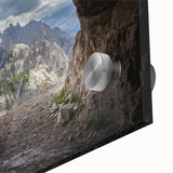 Acrylic print of the Dolomites in Italy featuring large abstract shapes in muted earth tones, ideal for dining room art.