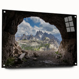 Acrylic print of the Dolomites in Italy featuring muted earth tones, ideal for enhancing dining room decor.