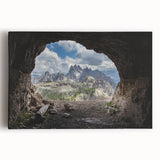Landscape photo of the Dolomites in black and white on stretched canvas, ideal for kitchen wall art.