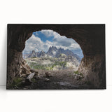 Black and white photograph of the Dolomites in Italy on large stretched canvas, suitable for kitchen wall art.