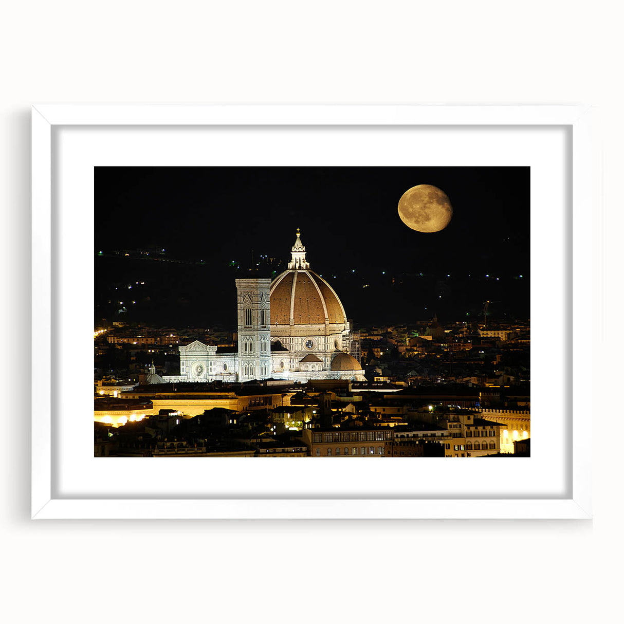 Textured art print of Florence skyline in muted gray and white tones on framed canvas, suitable for bedroom decor.