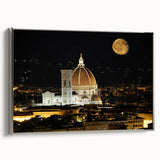 Framed canvas depicting a vintage-style landscape art painting of Florence, Italy, in vibrant colors.