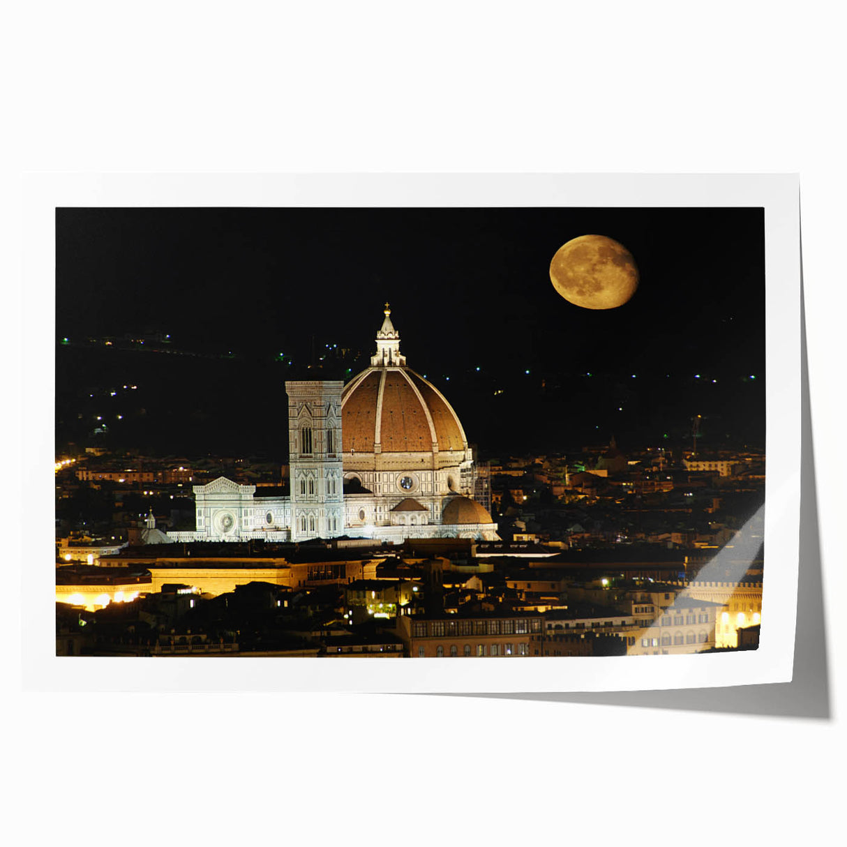 Extra large rolled print of Florence scenery with muted earth tones, ideal for art wall dining room.