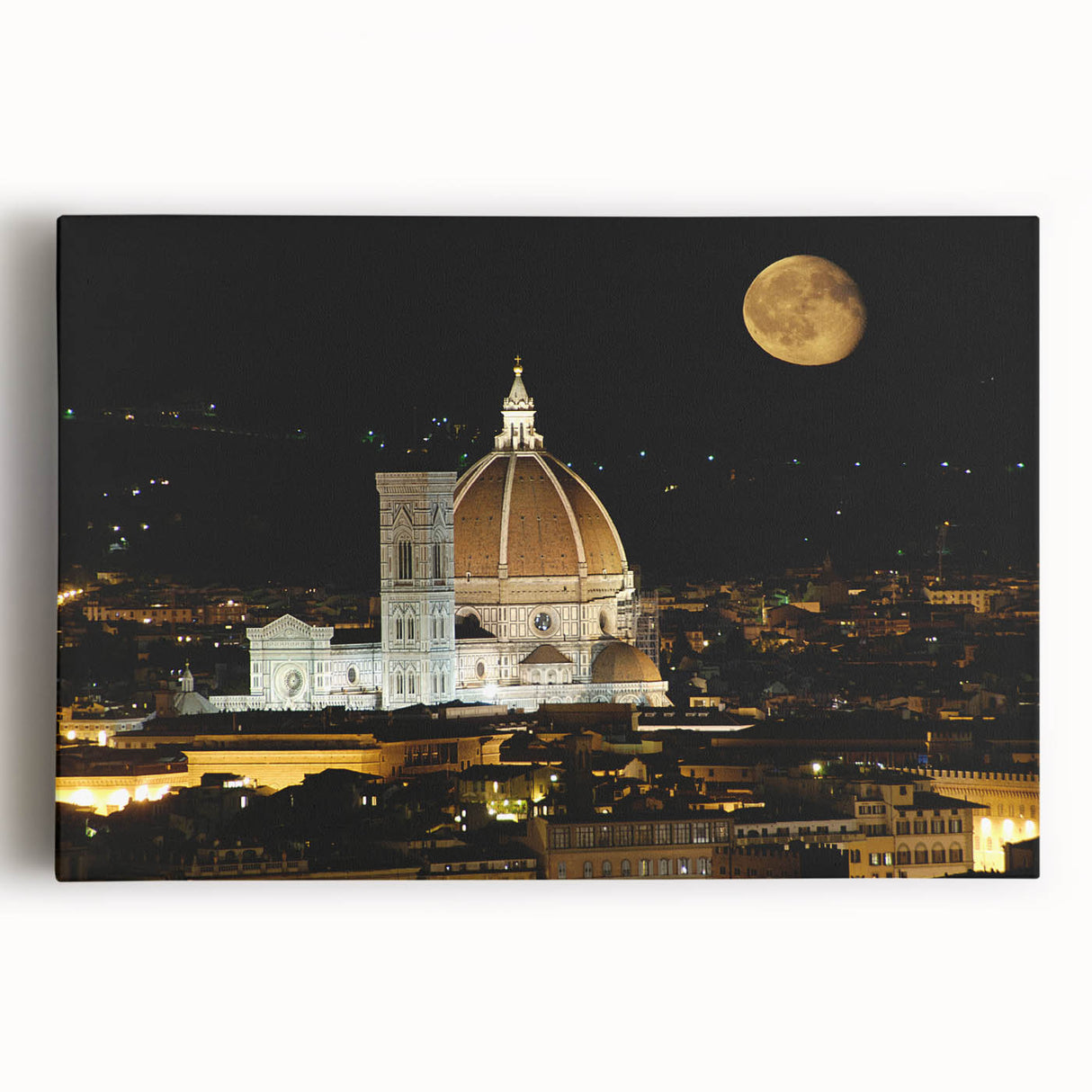 Black and white stretched canvas of Florence scenery, ideal for kitchen wall art or bedroom ambiance.