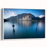 Vintage poster art of Lake Como with vibrant colors on extra large framed canvas, ideal for living room decor.