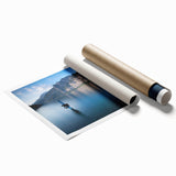 Extra large rolled print of Lake Como with floral foreground in soft pastel shades.