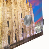 Large abstract depiction of Milan on acrylic glass, featuring muted earth tones, ideal for dining room art.