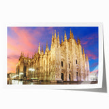 Rolled print of Milan scenery with soft pastel colors, ideal for art wall dining room.