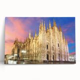 Black and white stretched canvas of Milan scenery, ideal for kitchen wall art.