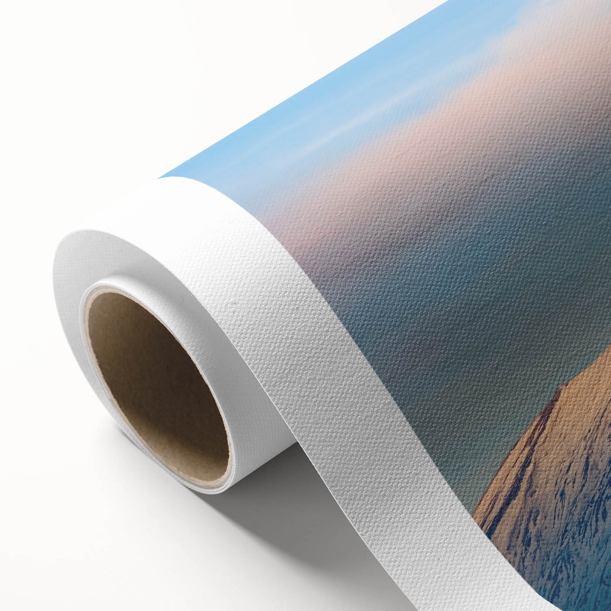 Rolled canvas featuring Mount Etna in muted earth tones, ideal for nursery wall art or dining room decor.