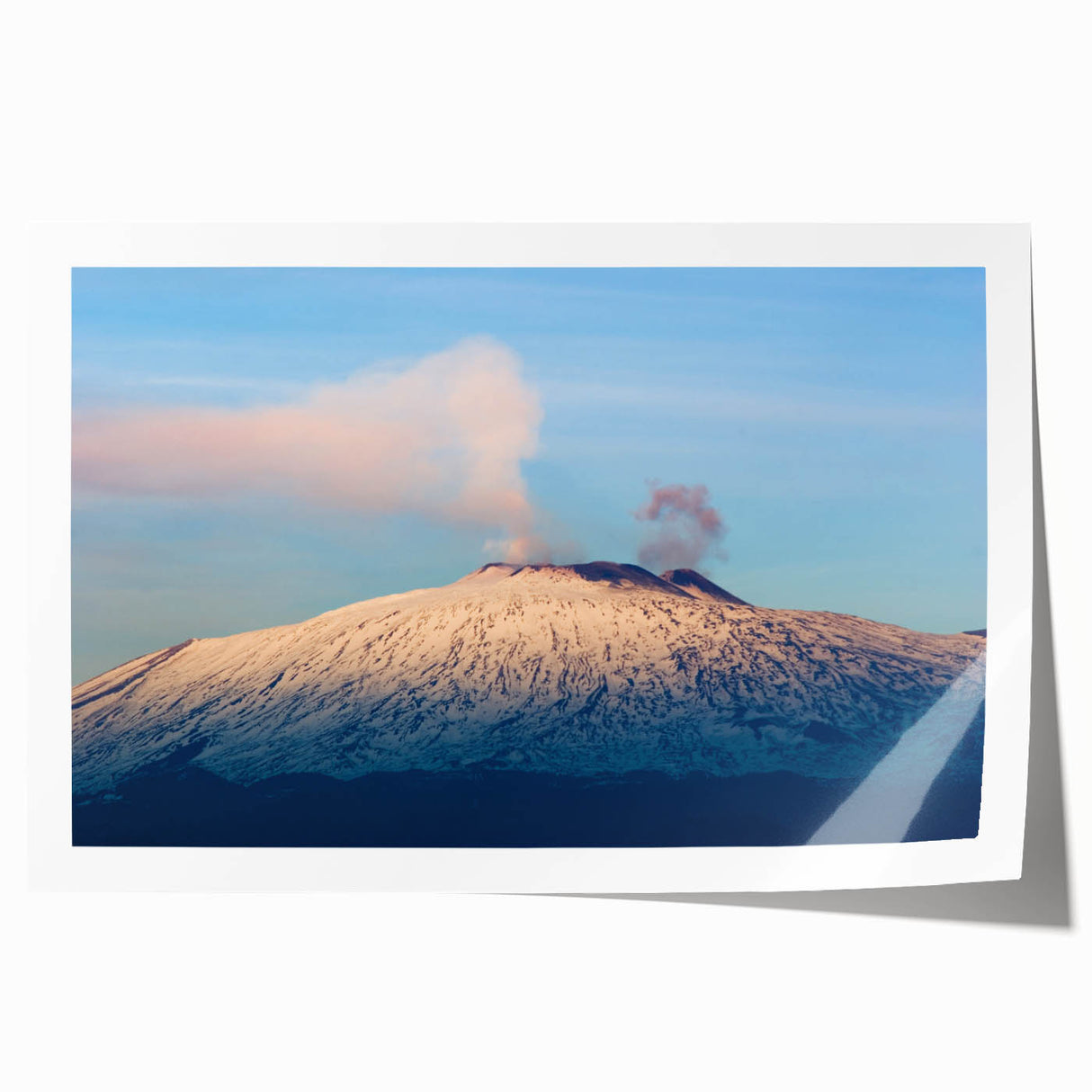Rolled print of Mount Etna, Italy, in muted earth tones, ideal for art wall dining room or classy bathroom wall art.