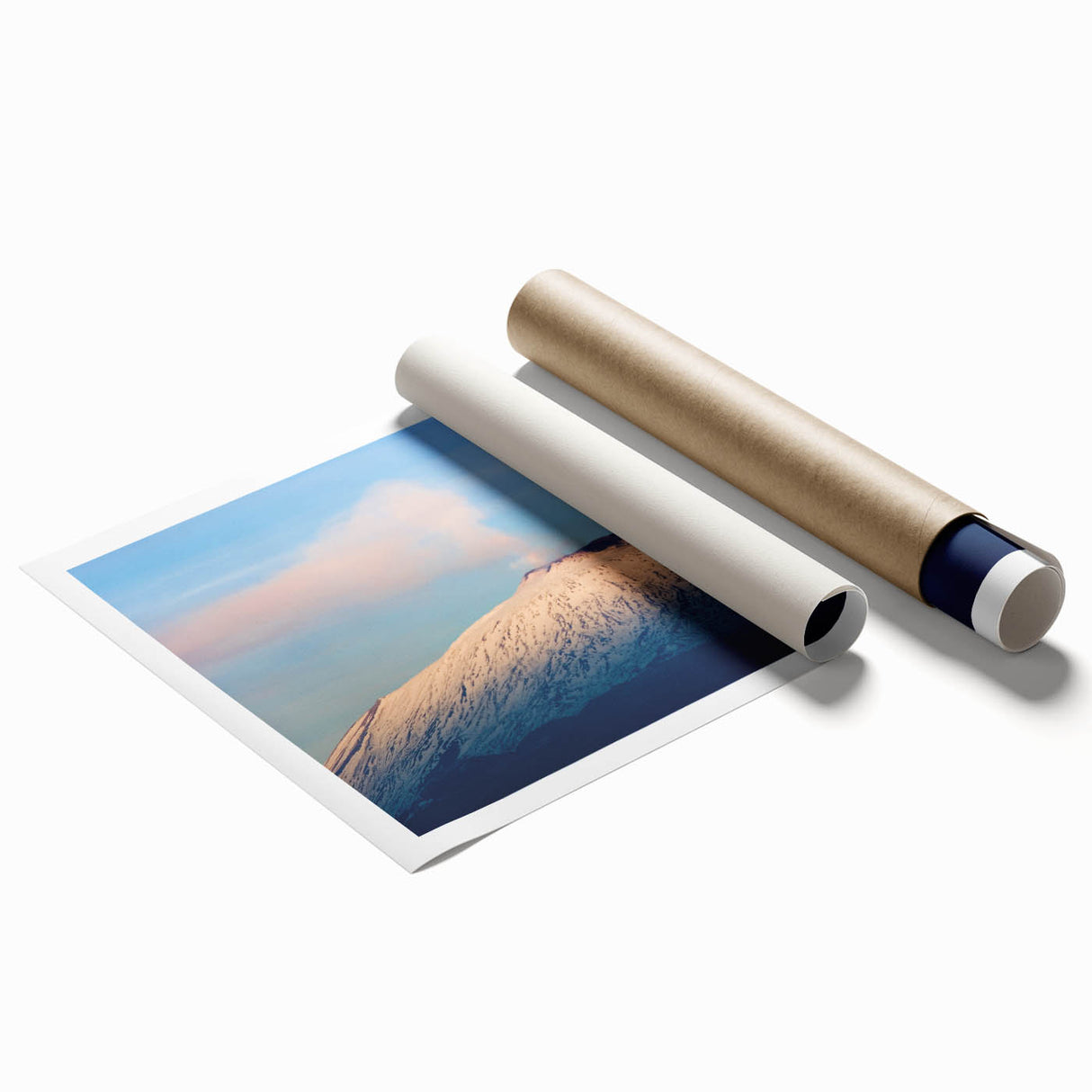 Extra large wall art depicting Mount Etna with floral foreground in muted tones, ideal for classy bathroom decor.